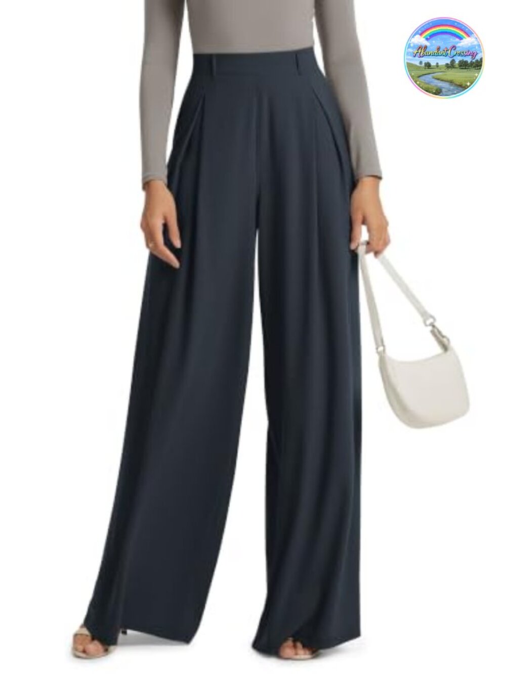 ODODOS Pleated Extra Wide Leg Pants High Waist Trousers with Pockets